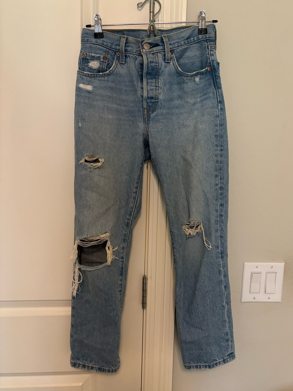 Levi's Distressed Light Blue Mom Jeans